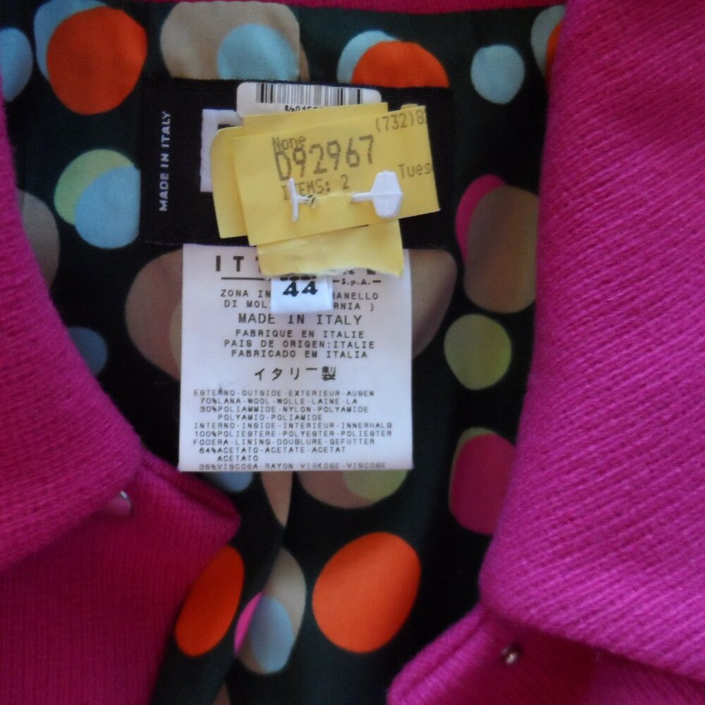 Dolce & Gabbana Fuchsia Wool Pea Coat with Decorative Cuffs - Picture 14 of 16
